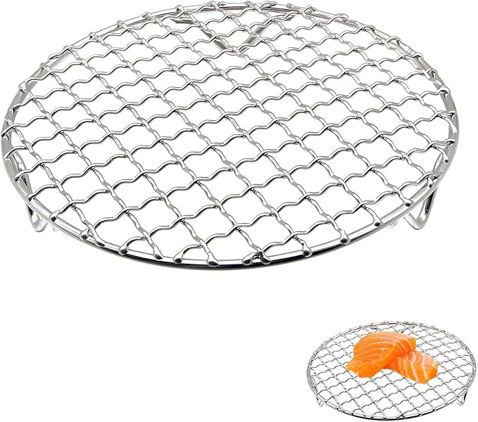 Small Cooling Rack 6.5 Inch, Air Fryer Rack Stainless Steel Round Baking Rack with Fixed Legs, Rust-Resistant Steamer Rack, Fits 6 Qt Multi-Cookers, Compatible with Instant Pot, Oven Safe