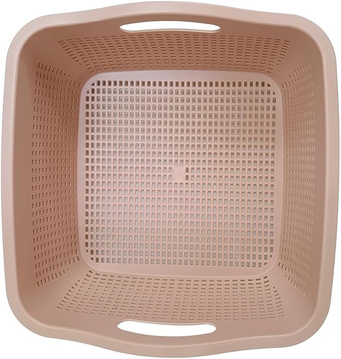 Kitchen Colander Drain Basin 2 in 1 Plastic Basket Strainer Bowl with Handle (white/pink)