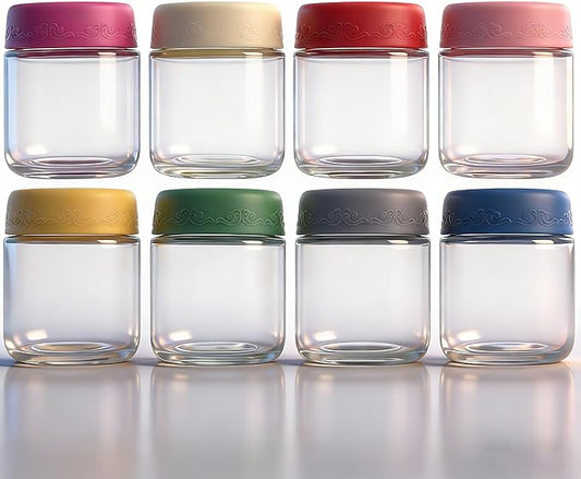 4oz 8Pack Glass Dressing Jars with Leakproof Lids, Containers for Sauce, Salad Dressing, Dips & Snacks – Reusable Glass Food Storage Cups for Lunch Box & Meal Prep(4oz-8Pack)