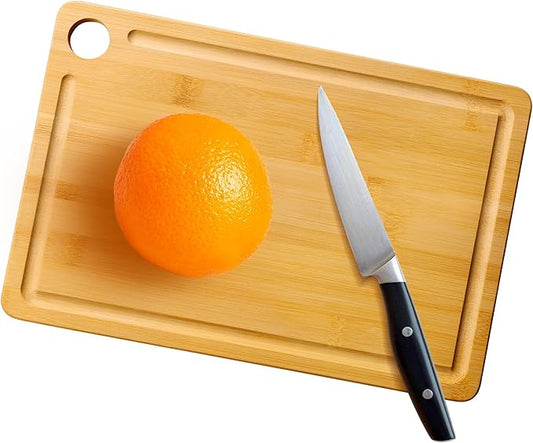 Bamboo Wood Cutting Board for Kitchen 12" x 8" Mini Wooden Charcuterie Boards Lightweight Chopping Board Non Toxic Serving Board Tiny Chef Set Camping Fruit Lemon Sandwich Cheese Board