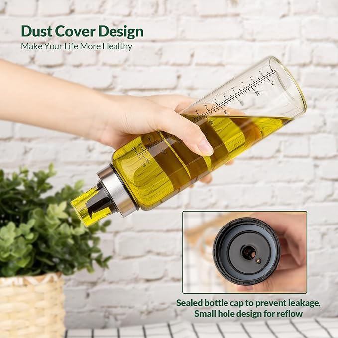 hotder Oil Bottles, Olive Oil Dispenser, Oil Dispenser Bottles, Oil Dispenser, Oil Dispenser Bottle for Kitchen, Glass Oil Bottle 500ml, Easy Refill & Cleaning Non-Drip Spout (450ML)