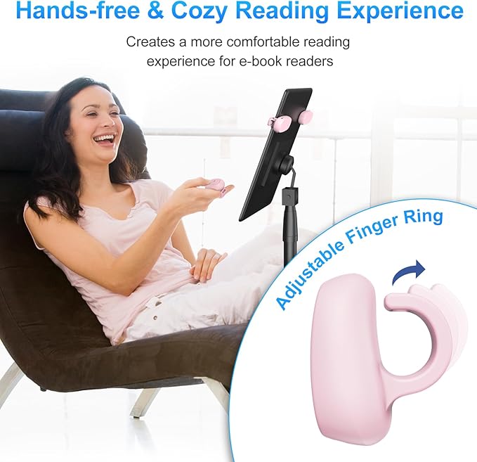 (2 Clips) Kindle Page Turner Remote Control,Finger Ring Rechargeable Pad Ereader Amazon Kindle Button Clicker,Kindle Scroller Paperwhite Scribe Oasis Android Tablets Reading Accessories Gifts
