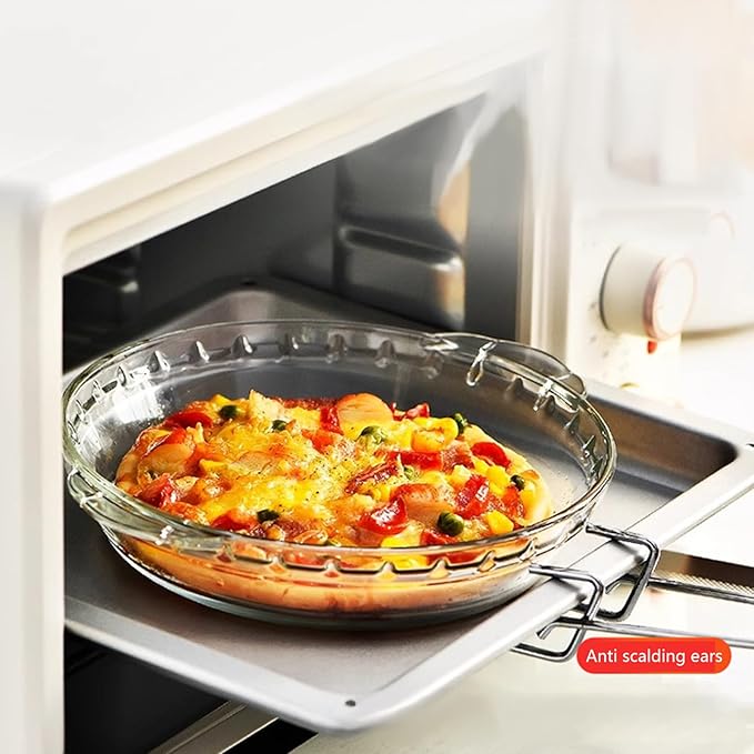 Glass Pie Plate 7" Pie Pans Pie Baking Dishes with Handles for Serving and Baking Glass Pie Dish for Snacks, Salads, Desserts (2)