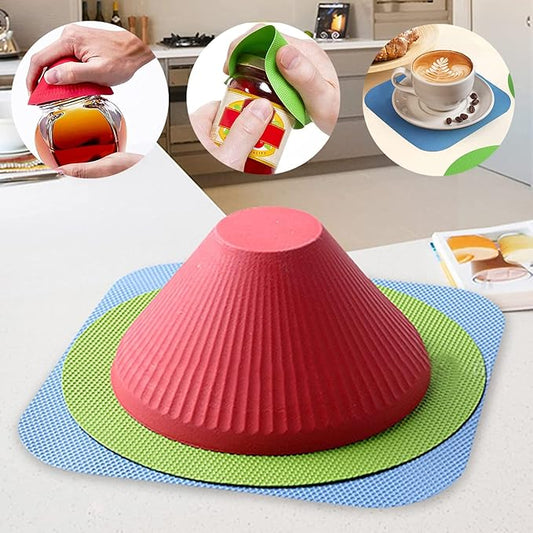3 pcs Jar Opener Gripper Pads, Rubber Jar Grippers Multi-function Jar Opener for Seniors with Arthritis Weak Hands Kitchen Coasters