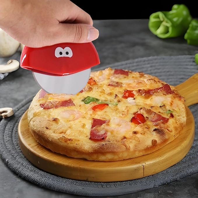 Pizza Cutter Wheel with Cover, Stainless Pizza Cutter, Sharp & Easy to clean, Dishwasher Safe for Kitchen(Red)