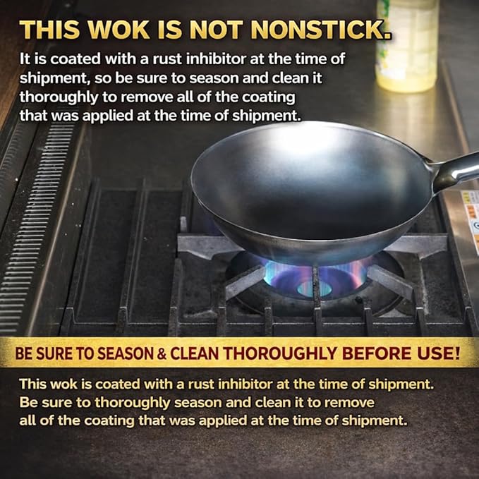 [Made in Japan] KOTE2 Light Weight Carbon Steel Wok 14 1/4" 2.73lb(30% less) Gas Fire Round Bottom Carbon Steel Handle No Rivets
