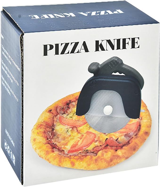 Wheel Pizza Cutter, 5 Inch Stainless Steel Round Pizza Knife Sharp Blade with Rubber Handle for Pizza Cutting (1)