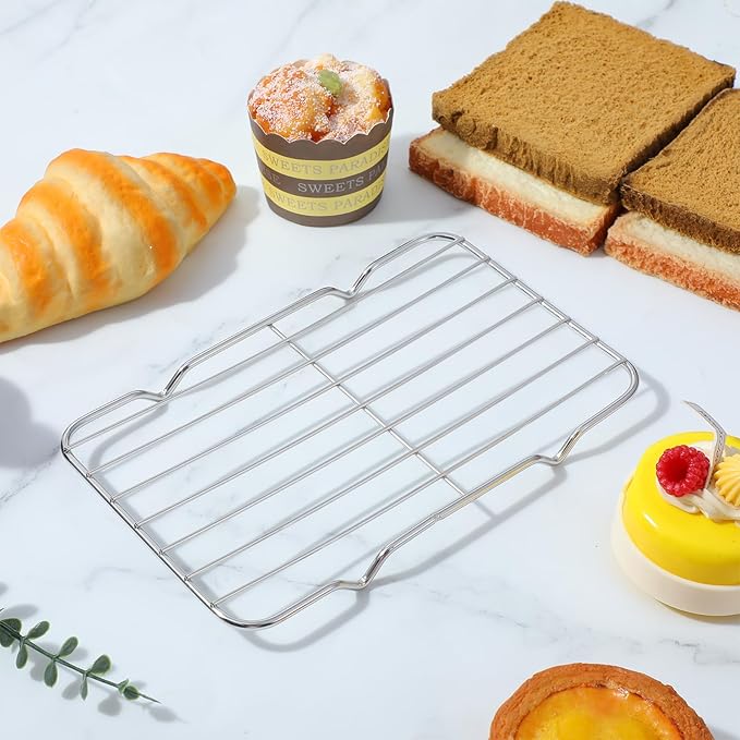 Wire Rack for Baking Sheet, Stainless Steel Grilling Rack Small Heavy Duty Grate Oven Roasting Racks with 4 Legs for Cooling Steaming (8.5"X5.4", 21.7X13.8cm)