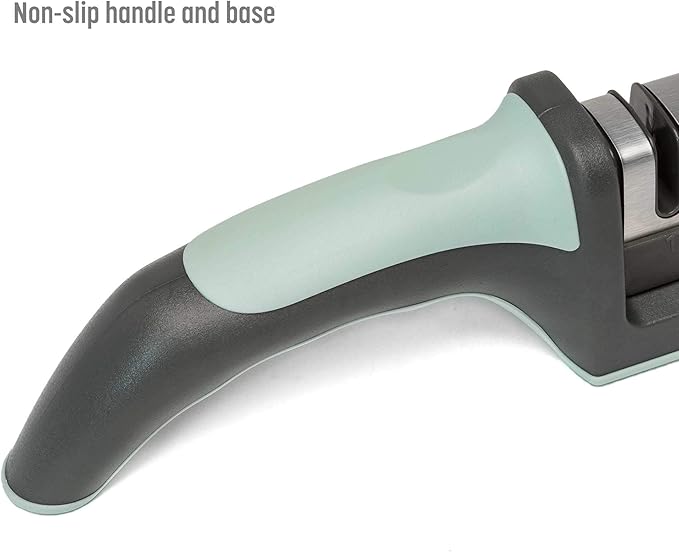 Goodful 3-Stage Knife Sharpener, Helps Repair, Restore and Polish Non-Serrated Blades Quickly, Safely & Easily, Sage
