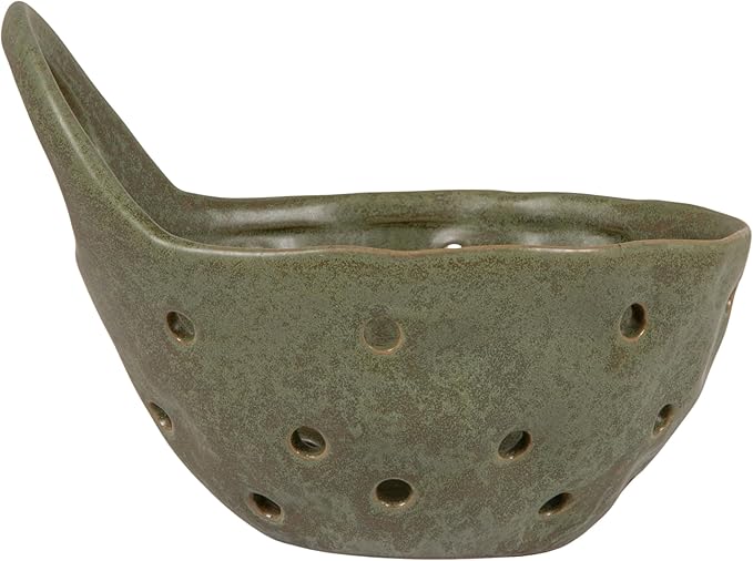 Creative Co-Op Set of 2 Green Reactive Glaze Stoneware Colanders