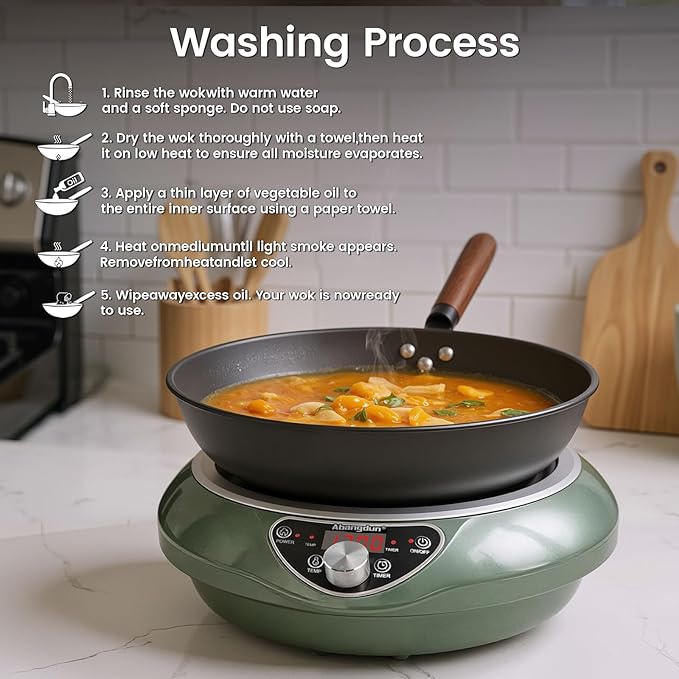 1700W Commercial Induction Wok Cooktop – Concave Wok Burner with Continuous Heating, Professional Countertop Induction Stove for Stir Fry, 120V Electric Wok Burner