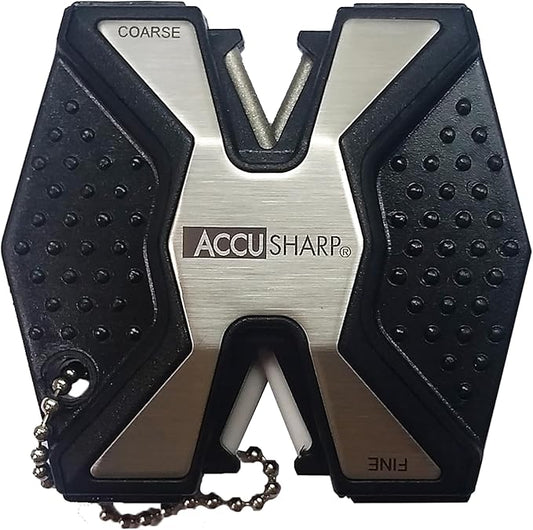 AccuSharp Diamond Pro 2-Step Knife Sharpener, Restores, Hones & Sharpens Blade’s Edge, 2-Step Coarse & Fine Rods for Kitchen Knives & All Types of Blades, Compact & Portable Knife Keychain Tool, Black