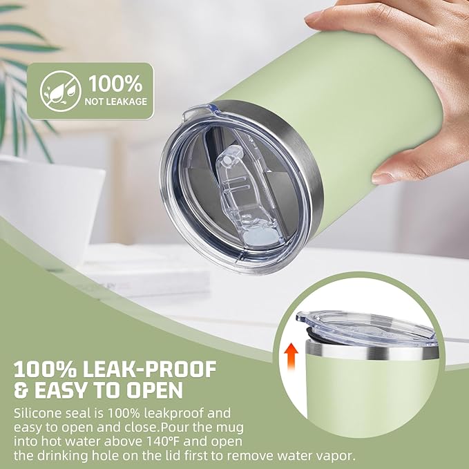 20 oz Tumbler with Lids and Straws, Stainless Steel Insulated Travel Coffee Mug, Double Wall Vacuum Insulated Tumblers, Powder Coated Coffee Tumbler for Cold & Hot Drinks (Mix Color-2)