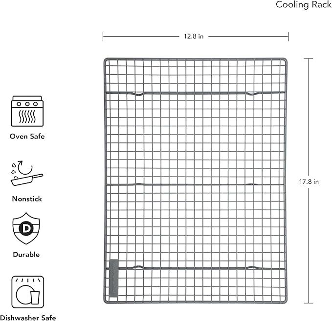 KitchenAid Nonstick Steel Cooling/Baking Rack, 12.5x17.75-Inch, Silver