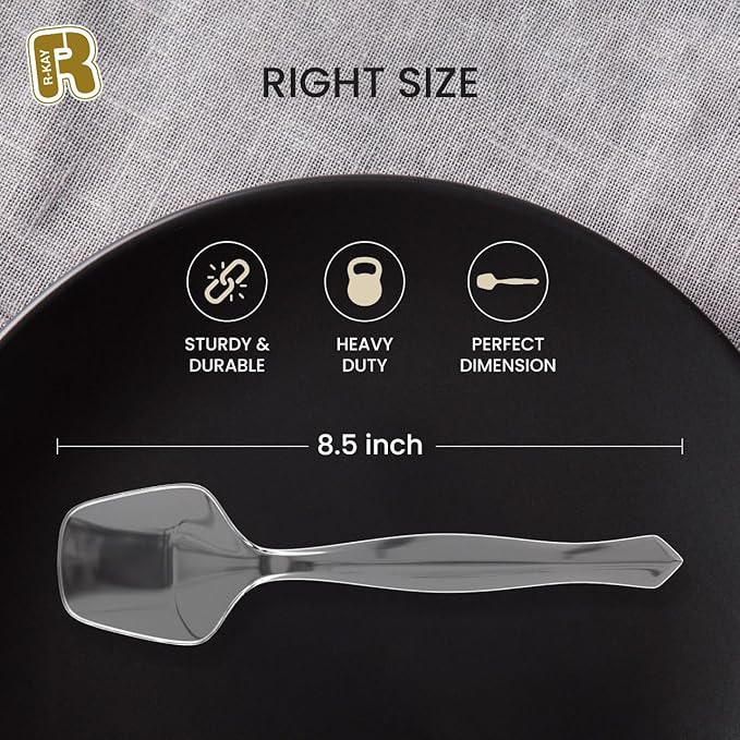 24 Pcs Plastic Serving Spoons For Buffet - Clear Plastic Serving Utensils For Hot And Cold Food - Heavy Duty Disposable Serving Utensils For Parties, Holidays And Gatherings (8.5 Inch, 24, Count)