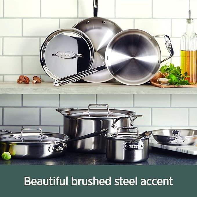 All-Clad D5® Stainless Steel Core 2 Quart Suacepan with Lid - Made in the USA - The Upgrade for Supremely Even Heat- Oven Safe & Induction Compatible Cookware
