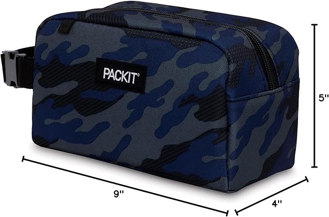 PackIt Freezable Snack Box, Sporty Camo, Built with EcoFreeze Technology, Collapsible, Reusable, Zip Closure with Buckle Handle, Designed For Work Snacks, Fresh Snacks On the Go, Adults, and All Ages