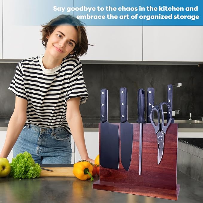 Magnetic Knife Block - 18 Inch Strong Magnetic Knife Holder, Secure Knife Storage Organizer | Space Saving for Kitchen Knives & Chef Tools