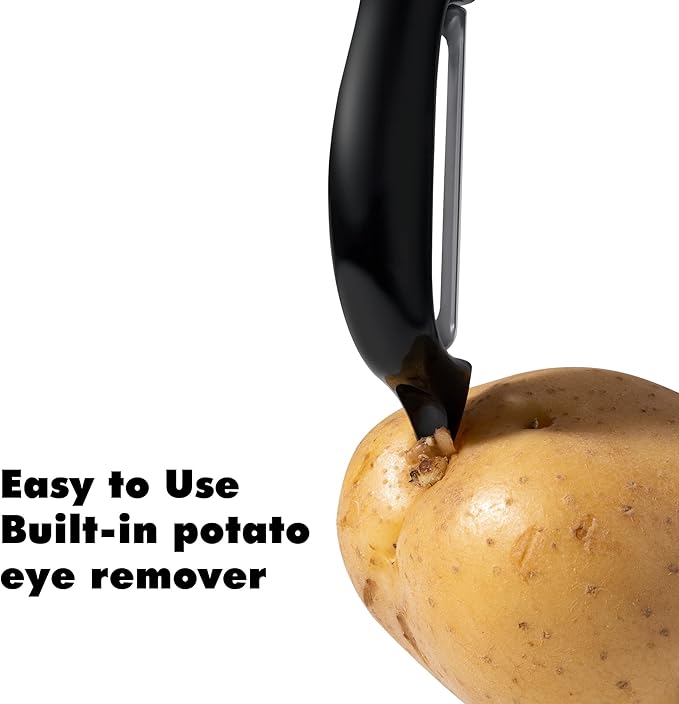 Rainspire Vegetable Peeler Potato Peelers for Kitchen, Sharp Stainless Steel Blades Veggie, Comfortable Handle Fruit Peeler, Carrot Peeler Apple Peeler Dishwasher Safe Black, 1-Pack