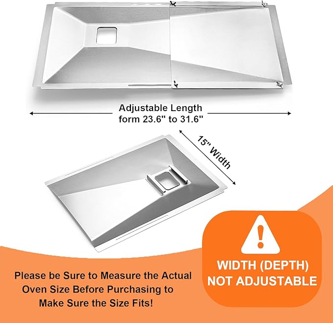 Universal Grease Tray with Catch Pan, Adjustable Drip Pan fits Nexgrill, Charbroil, Dyna Glo, Kenmore, BHG, Master,Backyard, Uniflame,Expert, Galvanized Steel Replacement Part for 3/4/5Burner Gasgrill
