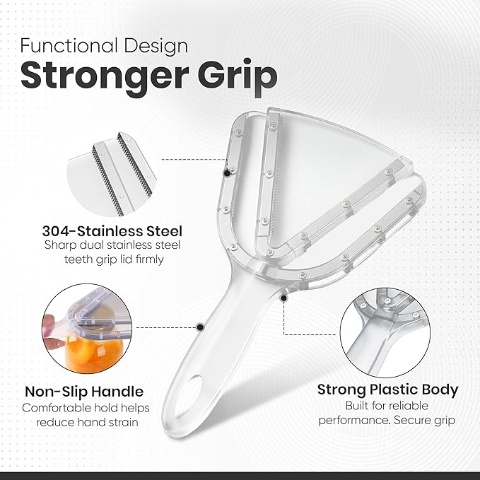 Jar Opener for Weak Hands, Multi-Blade Lid Opener with Ergonomic Non-Slip Handle, Easy Grip Bottle & Jar Opener for Seniors, Arthritis, Kitchen Tool for All Lid Sizes