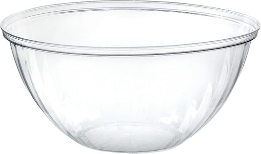 PLASTICPRO Disposable 150 Ounce Round Crystal Clear Plastic Serving Bowls, Party Snack or Salad Bowl, Chip Bowls, Snack Bowls, Candy Dish, Salad Container Pack of 8