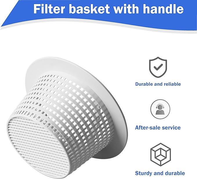 Above Ground Pool Thru-Wall Skimmer Baskets with Handles, Swimming Pool Replacement Baskets - Standard Small Thru-Wall Size -2 Pack