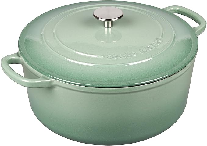 Enameled Cast Iron Dutch Oven Pot With Lid, 5.5 Quart, for Bread Baking, Cooking, Sage Green