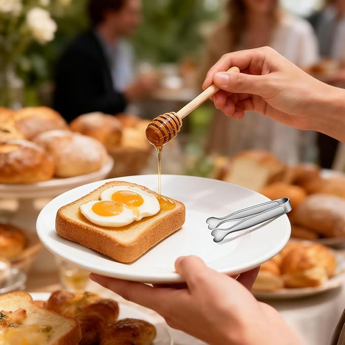 12 PCS Heart-Shaped Small Serving Tongs, 4.3 Inch Mini Sugar Tongs Silver Stainless Steel for Ice Cube, Appetizers, Dessert, Tea Party, Home Kitchen, Coffee Bars, Buffet, Food Grade & Dishwasher Safe