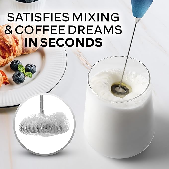 Zulay Kitchen Powerful Milk Frother Wand With 4 AA Duracell Batteries - Ultra Fast Handheld Drink Mixer - Electric Whisk Foam Maker for Coffee, Lattes, Cappuccino, Matcha & Creamer