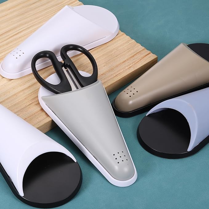 uxcell 3Pcs Magnetic Scissor Holder, Kitchen Scissors Holder with Magnetic Adsorption Drainage Holes Detachable Shears for Kitchen Refrigerator Organization, White Gray