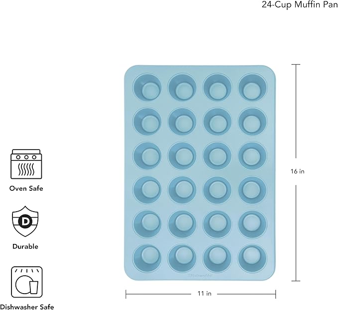 KitchenAid 24-Cup Nonstick Aluminized Steel Mini Muffin Pan, Mineral Water