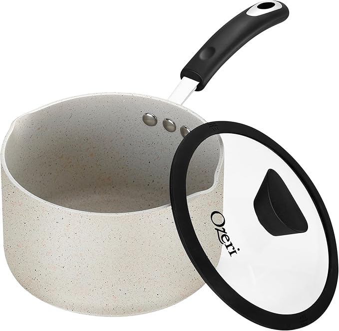 The All-In-One Stone Saucepan and Cooking Pot by Ozeri - 100% APEO, GenX, PFBS, PFOS, PFOA, NMP and NEP-Free German-Made Coating