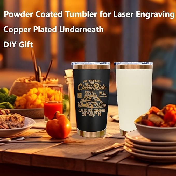 20 oz Tumbler Bulk 12 Pack Stainless Steel Tumbler with Lid and Straw, Double Wall Vacuum Insulated Travel Coffee Mug for Laser Engrave, Powder Coated Cup for Hot and Cold Drinks (Black,12 pack)