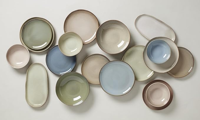 Oneida 897202 Organic Shades 12-Piece Dinnerware Set, Service For 4, Unique Color May Vary, Clay
