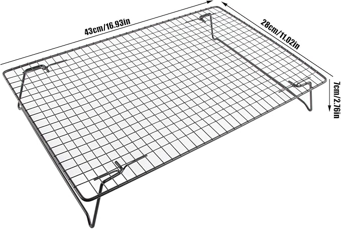 Cooling Rack for Baking, 17 x 11 Inch Large Wire Rack with Foldable Legs, Heavy Duty Metal Cooling Rack for Cookies, Cake, Bread, Roasting, Drying – Oven Safe & Dishwasher Safe