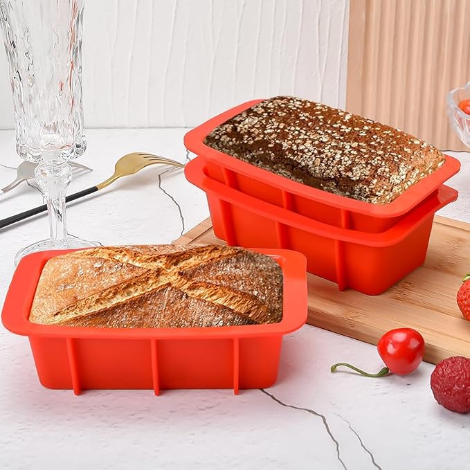 Silicone Mini Bread Loaf Pans for Baking, Small Loaf Pan Set of 4, 2.7x5.4 Inch Nonstick Bread Silicone Molds for Toast, Brownie, Loaf, Cake, Soaps