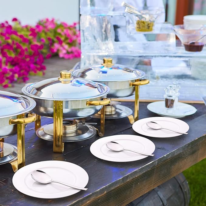 8 Pieces Stainless Steel Serving Spoons, Large Buffet Serving Spoon
