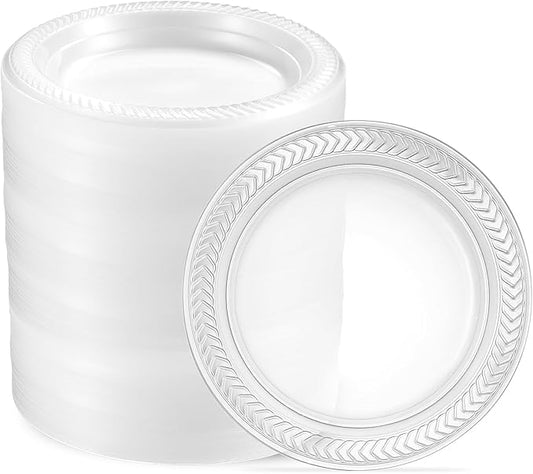 PLASTICPRO 480 Pack Clear Plastic Plates 6 Inch Bulk Pack Durable Disposable Plastic Dinner Plates for Parties Events BBQ