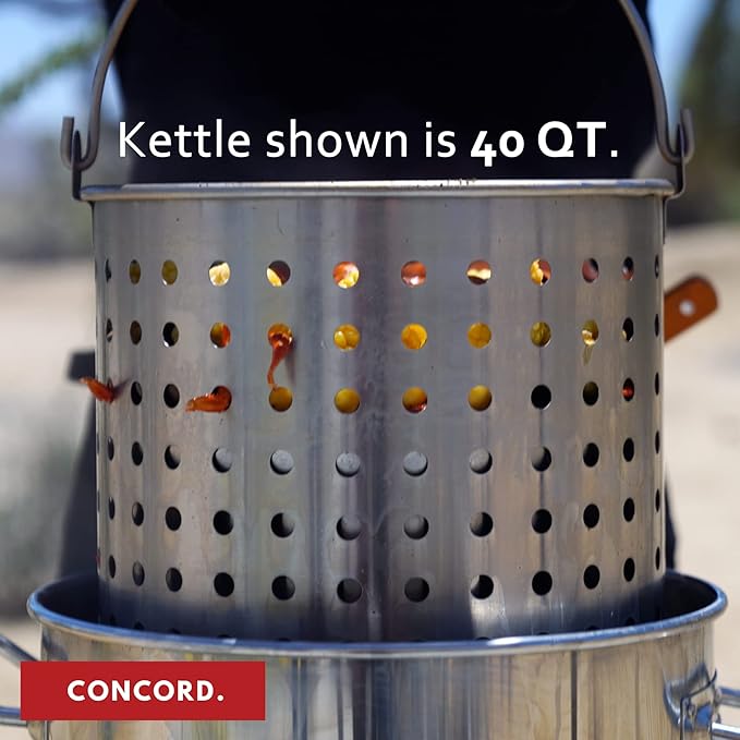 CONCORD Stainless Steel Stock Pot w/Steamer Basket. Cookware great for boiling and steaming (100 Quart)