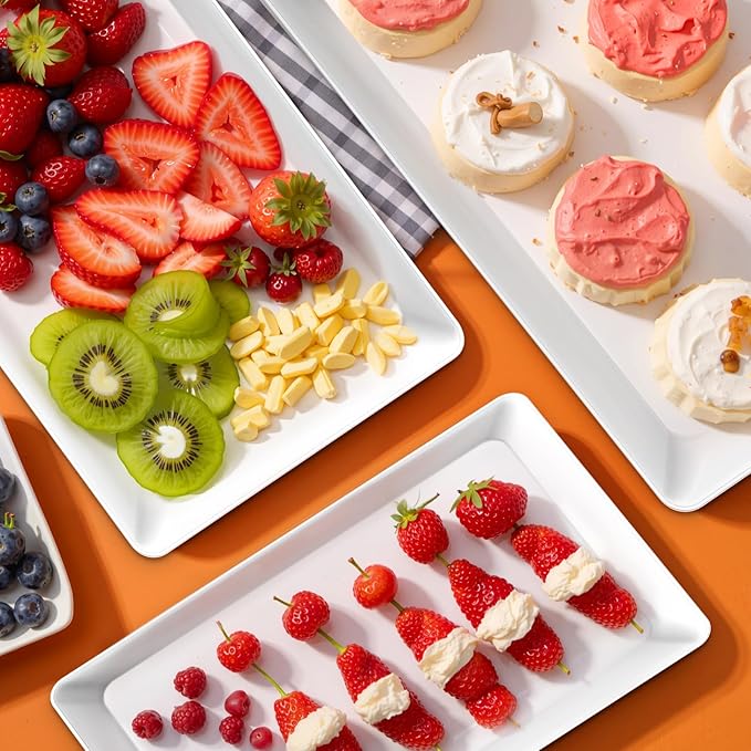 SpaceWhisper 9 Pack Serving Tray, Serving Platters for Snacks, Fruit, Cookies, Dessert, Large Reusable Rectangular Party Platters,3 Pack of 3 Size Set Large 16"*11",Medium 14"*9",Small 12"*7"