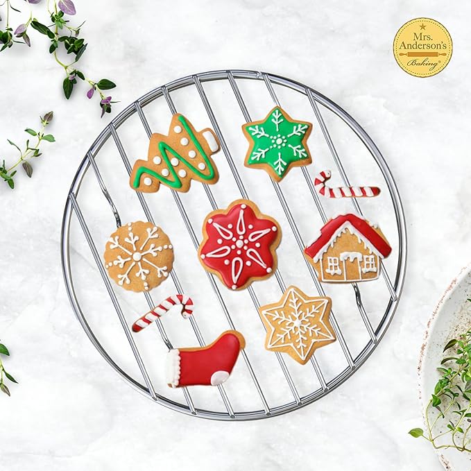 Mrs. Anderson's Baking Professional Round Cooling Rack, Heavy Duty Steel, 6 x 6 x 0.5-Inches