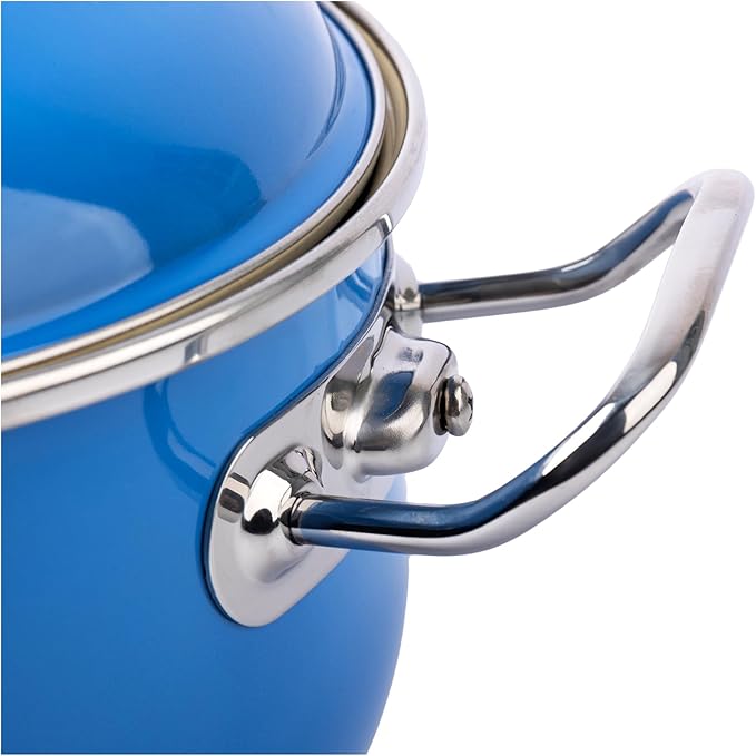 VITA 6-Quart Dutch Oven (Blue) with Lid for All Stove Tops (Enamel on Steel) Dishwasher & Oven Safe up to 500 ℉ - Quick & Even Heat Distribution - Enameled Interior is Non-Reactive & Easy to Clean