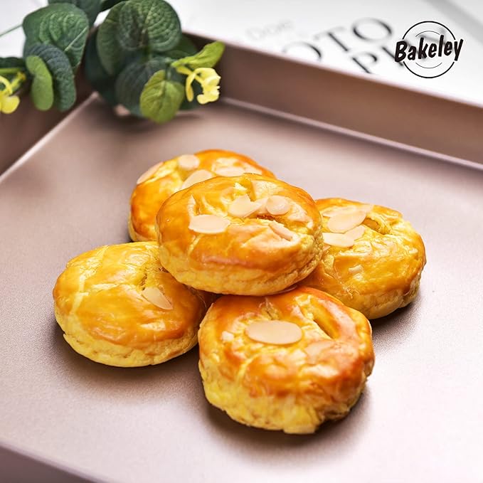 11-Inch Baking Sheet Pan Non-Stick Square Baking Pan Jelly Roll Bakeware for Oven Roasting 11.2" × 11.2" × 1.38" (Champagne Gold)