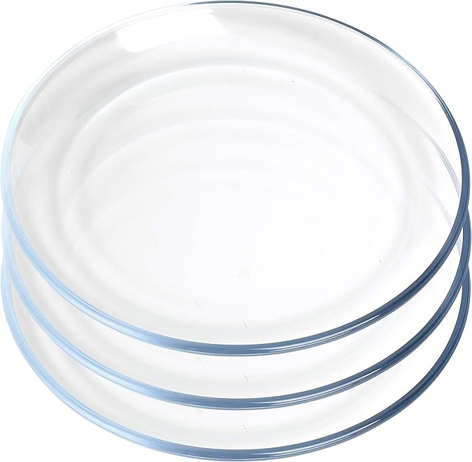 FOYO Dessert Plates, Classic Tempered Glass Dinnerware Sets, 7 Inch, Set of 3