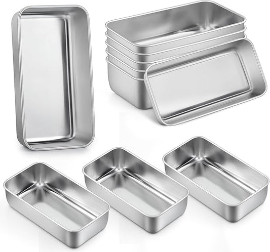 P&P CHEF Loaf Pan Set, 9 x 5 Inch Bread Pans, Stainless Steel Loaf Toast Baking Pans For Bread Meatloaf Lasagna Cake, Healthy & Non Toxic, Oven Safe& Easy Clean, (Silver, 10Pcs)