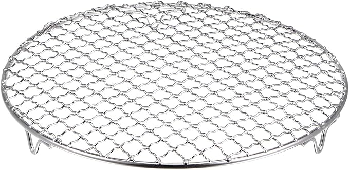 HARFINGTON Round Cooking Rack 10.2-inch 201 Stainless Steel Cross Wire Barbecue Grill Net with 20mm Legs for Cooking Baking Steaming BBQ