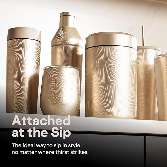Corkcicle Cold Cup Insulated Tumbler with Straw - Keeps Drinks Cold for 12 Hours - Triple-Insulated Stainless Steel - Leak-Resistant Lid - Summer Drinkware Gift - 24 oz - Champagne Dreams