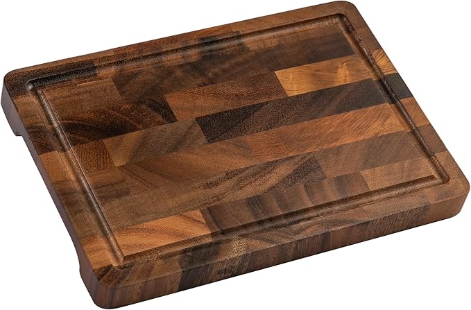 Walnut Wood Cutting Board Small End Grain Board for Kitchen, Compact Size with Non-Slip Base, Lightweight & Durable for Cheese and Small Prep, 9x6x0.8 Inch