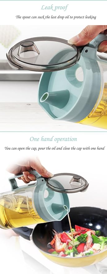 TENTA KITCHEN Olive Oil Vinegar Syrups Bottle Dispenser Cruet - 650ml(22Oz) Oil Bottle Glass With No Drip Plastic Bottle Spout And Protective Cap(Green 1PC)